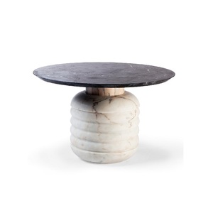 Contemporary Black Metal Coffee <b>Table</b> With <b>Marble</b> Top Minimalist Design Living Room Centerpiece Furniture Trendy Home Decor - Product Image 5