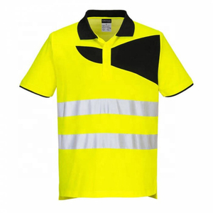 Polo de sécurité haute visibilité pour homme, bicolore, avec bandes réfléchissantes, manches courtes, vêtements de travail haute visibilité, uniforme de chantier - Product Image 1