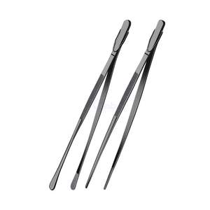Pince de cuisine professionnelle en acier inoxydable noir mat pour la présentation culinaire – Outil de chef de précision - Product Image 3