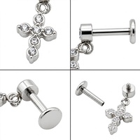 Boucles d'oreilles en titane G23 en gros, à dos plat, avec zircone cubique, hypoallergéniques, spirales, bijoux perforés