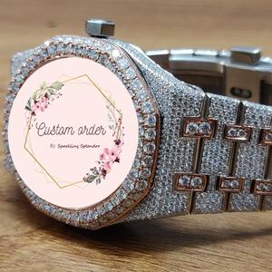 นาฬิกา Iced Out แบบกำหนดเองได้ ประดับเพชร VVS1 มอยส์ซาไนต์ ตัวเรือนสแตนเลส สลักโลโก้ได้ นาฬิกาฮิปฮอปสำหรับผู้ชาย - Product Image 2