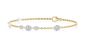 Luxurious 9K Rose Gold Lab Created Oval & Pear Drilled Diamond Station <b>Bracelet</b> 2.42 CTW - Product Image 6