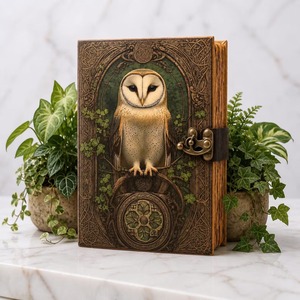 Carnet de notes personnalisé Craft Hackle Book Shadows, Grimoire Floral Moon, en cuir véritable, reliure cousue main, sans acide, 7x5 pouces - Product Image 2