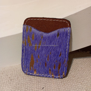 El más nuevo tarjetero de cuero de vaca personalizado para hombres y mujeres cabello en tarjetero metálico tarjetero Mini billetera - Product Image 2