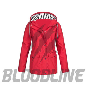 Chaqueta impermeable con capucha para mujer, color rosa, con estampado de murciélagos, manga larga, ropa de abrigo para invierno - Product Image 1