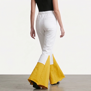 Custom OEM Women Wide Leg Flare Sweatpants Two-Tone Color block <b>Bell</b> Bottom Fleece Sweatpants Heavyweight Cotton Track Pants - Product Image 3