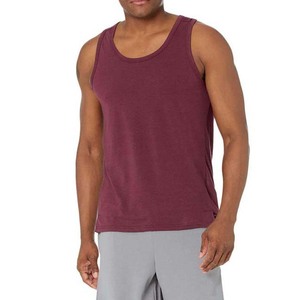 Men's Solid Color O-Neck Knitted Tank <b>Top</b> Casual Wear <b>Maroon</b> - Product Image 2