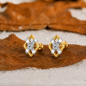 Pendientes de Diamantes Cultivados en Laboratorio de Dos Tonos, Oro Sólido de 14K, Chapado en Oro, Certificado IGI, Regalo de Aniversario, Boda, Fiesta - Product Image 1