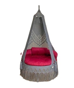 Chaise de balançoire ronde en coton tissé à la main chaise hamacs en macramé bohème d'intérieur et d'extérieur d'Inde - Product Image 1