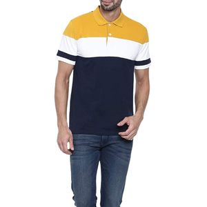 Polo para Hombre, Color Azul Marino y Amarillo, Cuello con Bloques de Color, Manga Corta, Ropa Deportiva Casual para Golf y Tenis, Uniforme de Equipo, Venta al Por Mayor - Product Image 1