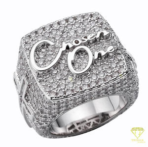 Anillo de Plata de Ley 925 con Moissanita y Diamantes, Diseño de Letra, Estilo Hip Hop Iced Out, para Compradores Mayoristas - Product Image 1