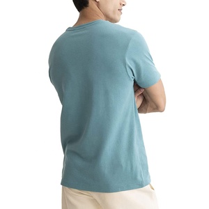 Men Light-Blue Solid Color Quick Dry Short Sleeve Crew Neck T-Shirt Regular Fit Casual Summer Wear For Sale - Product Image 4