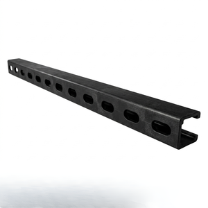 Riel de Acero en U Negro con Orificios Ovalados para Montaje de Cercas/Postes de Señalización, Compatible con Motores, Bombas y PLC - Product Image 1