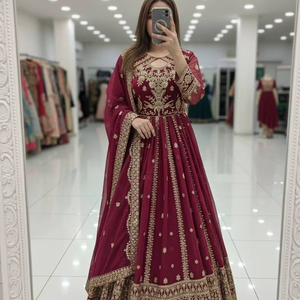 Ramdev Trading Designer Prom Dresses Diwali Party Wear <b>Kurta</b>/Kurti Pent Dupatta Set Heavy Chinon <b>Silk</b> Quick Dry Modern Style - Product Image 1