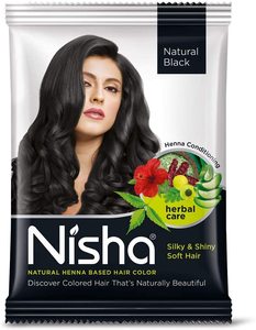 Henna natural en polvo Nisha para un color negro natural del cabello, tinte para un cabello suave, sedoso y brillante para hombres y mujeres, 10g (Paquete de 10) - Product Image 1