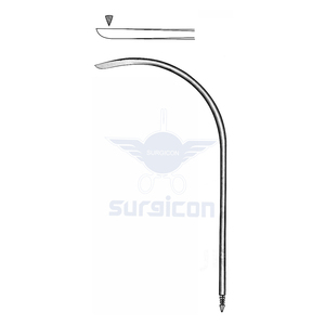 Aguja de drenaje quirúrgica Redon de acero inoxidable con punta de cuchillo totalmente curvada y extremo roscado, 19.5 cm / 7-3/4 pulgadas, 10 Charr - Product Image 1