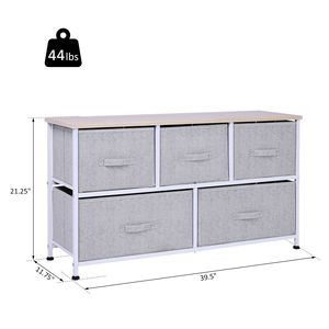 Organisateur horizontal 40L avec 5 tiroirs Bacs en tissu Cube de rangement Commode pour chambre à coucher - Product Image 3