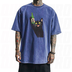 Camiseta de Algodón Azul con Estampado de Ballena para Hombre, Diseño de Moda, Estilo Urbano, Listo para Enviar, Tops DTG DTF Screen, Venta Caliente - Product Image 5