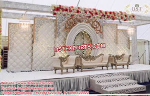 Escenario de boda con mechones blancos románticos, boda asiática, cuero, cristal, decoración de escenario, Panel de cuero, decoración de escenario de boda - Product Image 3