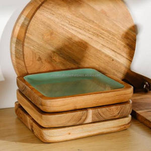 Bandeja de Madera con Incrustaciones Geométricas de Último Diseño, Rectangular, Artesanal, Moderna, para Servir y Decorar el Hogar, de Primera Calidad, en Stock - Product Image 5