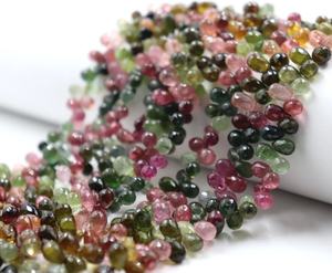 Multi <b>Tourmaline</b> Faceted Drops Beads 5x8 mm <b>Tourmaline</b> Drops Beads for Jewelry Making - Product Image 1