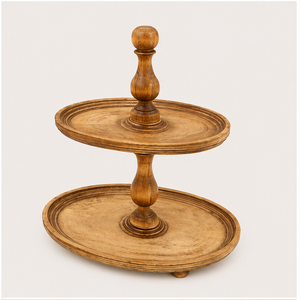 Présentoir à gâteaux en bois de 2 niveaux style ferme, plateau de service à étages en bois d'acacia pour table de desserts de mariage, présentation de cupcakes - Product Image 4