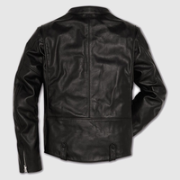 Blouson en cuir matelassé style universitaire classique avec logo frontal personnalisable, design moto vintage pour homme