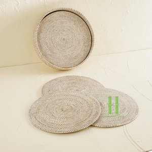 Hot Trend Rattan Charger <b>Plates</b> Boho Round Rattan Placemat OEM Hot Sale Placemat Wicker Charger <b>Plate</b> From Vietnam - Product Image 6