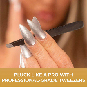 Juego de Pinzas para Cejas Premium con Estuche de Cuero, Pinzas Profesionales de Acero Inoxidable con Punta Inclinada, Puntiaguda y Plana, Logotipo Personalizado - Product Image 3