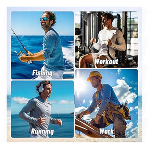 Chemises à manches longues pour hommes, séchage rapide, évacuation de l'humidité, protection UV, t-shirts de performance pour la pêche, l'entraînement et la course à pied - Product Image 3