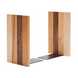 Porte-livres rustiques en bois faits à la main, grain de bois naturel, paire de supports de livres écologiques, artisanat en bois artistique, accessoire pour la maison et le bureau - Product Image 2