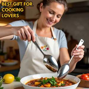 Cuchara de Cocina Chef Kunz, Elegante, de Acero Inoxidable Plateado, 2 Cucharadas, 9 Pulgadas, con Acabado Espejo, Reutilizable y Ligera - Product Image 3