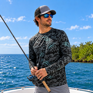 Camisa de pesca personalizada de poliéster y spandex de 200 g/m², camisa de pesca con protección UV, ropa deportiva de pesca para tiendas de artículos deportivos - Product Image 3