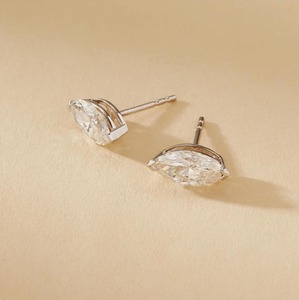 Boucles d'oreilles clous en diamant taille marquise pour femme, bijoux classiques en pierre naturelle pour le quotidien - Product Image 3