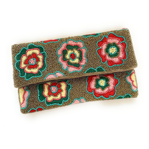 Bolso de Mano Tipo Clutch Rectangular de Tela de Poliéster Ligero, Bordado con Flores y Cuentas Hechas a Mano, Personalizable y Desmontable - Product Image 2