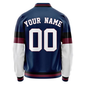 Men's Baseball Jacket Color Blocked Navy White Maroon Full Sleeve Zipper Closure Regular Fit Polyester Sportswear - Product Image 4