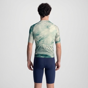 Maillot de cyclisme bleu tie-dye à manches courtes pour homme avec fermeture éclair avant, vêtement de sport respirant - Product Image 5