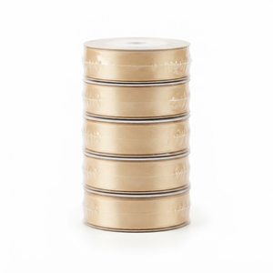 25mm Champagne Pale Gold Single Face Satin Ribbon Manufacturer 5 Rolls x 8 Meter for Luxury Wedding Decor Hotel Gift <b>Bows</b> Bulk - Product Image 3