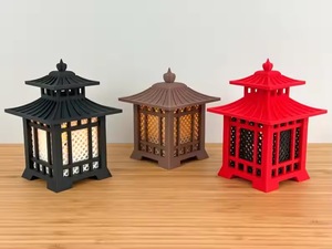 Metal Square Japanese Pagoda Lanterns With LED Light For Indoor Home Decoration - Product Image 3