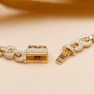 Pulsera de Cadena con Diamantes Redondos Engastados, Oro Amarillo Vermeil de 14K, Micro Pavé de Moissanita, Joyería Hip Hop, Accesorio de Moda - Product Image 6