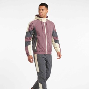 Ensembles de survêtements amples en nylon coupe-vent personnalisés pour hommes avec bandes contrastantes, sweats à capuche et pulls réfléchissants - Product Image 2