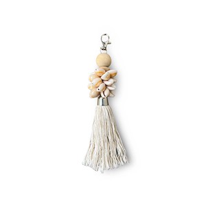 Llavero de Concha Natural Hecho a Mano, Ecológico, con Borla de Flores, Adorno para Bolso Estilo Boho - Product Image 1
