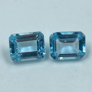 Topacio azul cielo natural de alta calidad, corte baguette, forma rectangular, 7x9 mm, 5,73 quilates, 2 piezas - Product Image 1