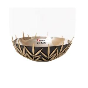 Cuenco de servicio de acero inoxidable de metal de nueva apariencia con diseño de hoja para restaurante y bar de hotel - Product Image 1