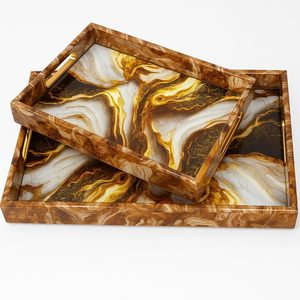 Bandeja de resina epoxi duradera de alta calidad de Gani Craft Impex con diseño artificial para regalos de bodas y festividades - Product Image 1