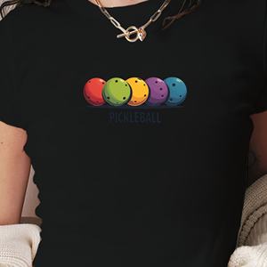 Camiseta corta ajustada para mujer Y2K Fashion Pickleball Balls Print Tejido de punto - Product Image 1