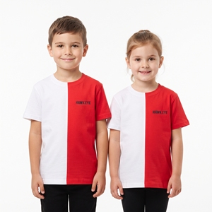 T-shirts décontractés à col rond pour enfants unisexes, noir et blanc, deux couleurs, manches courtes, pour garçons et filles, vêtements décontractés, fabricant en gros - Product Image 5
