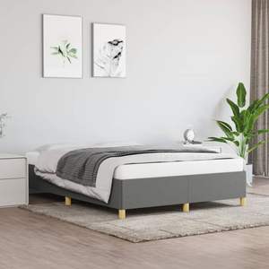 Base de Cama Rectangular Queen Gris Oscuro Tapizada en Poliéster, Elegante y Cómoda - Product Image 1