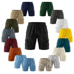 Shorts de sport cargo en polyester 100 %, séchage rapide, extensibles, pour entraînement fitness, avec poches, logo personnalisé imprimé. - Product Image 1