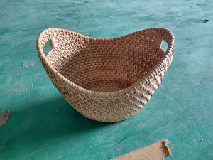 Cesta de Almacenamiento de Mimbre Tejida a Mano, Forma Ovalada, Ecológica, Multifuncional, Maceta para Árbol, para Sala de Estar, Superventas - Product Image 1